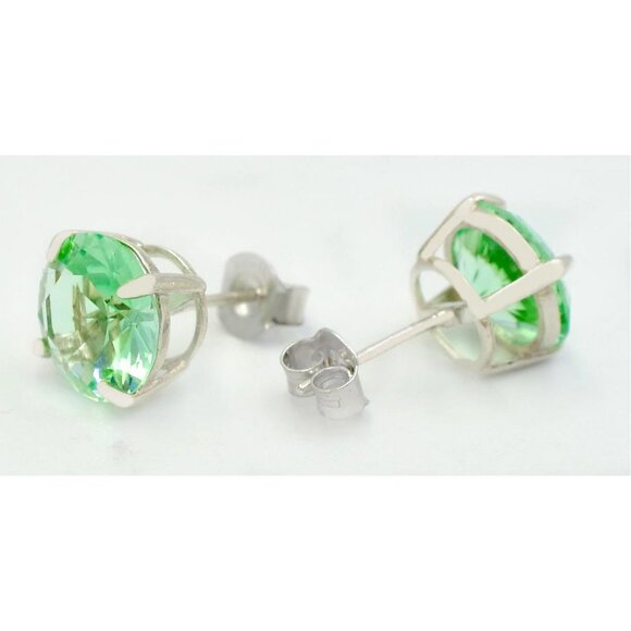 Created 10.12 Cts Green Fluorite Earrings Solid .925 Silver - Picture 2 of 5